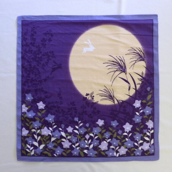 VINTAGE NEW JAPANESE JAPAN 20” RABBIT IN THE MOON FUROSHIKI WRAPPING CLOTH - Picture 1 of 10